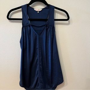 Rebecca Taylor navy tank super cute detail across chest with ribbing